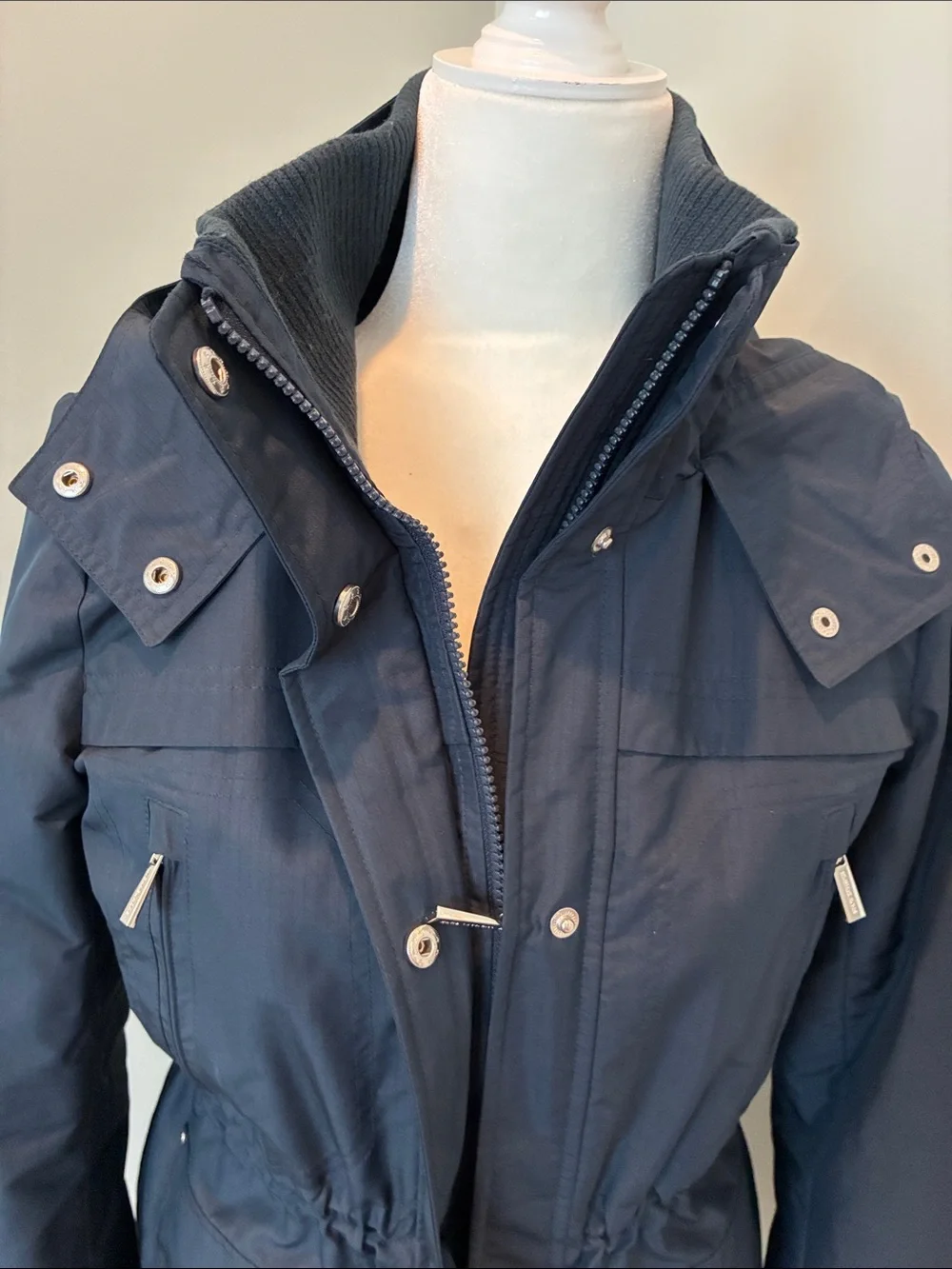Michael Kors Navy Hooded Utility Anorak Jacket